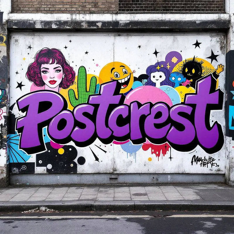 Urban wall with graffiti and Postcrest logo