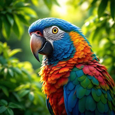 AI-drawn portrait of a colorful parrot