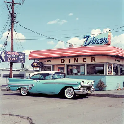 Vintage car in a retro setting