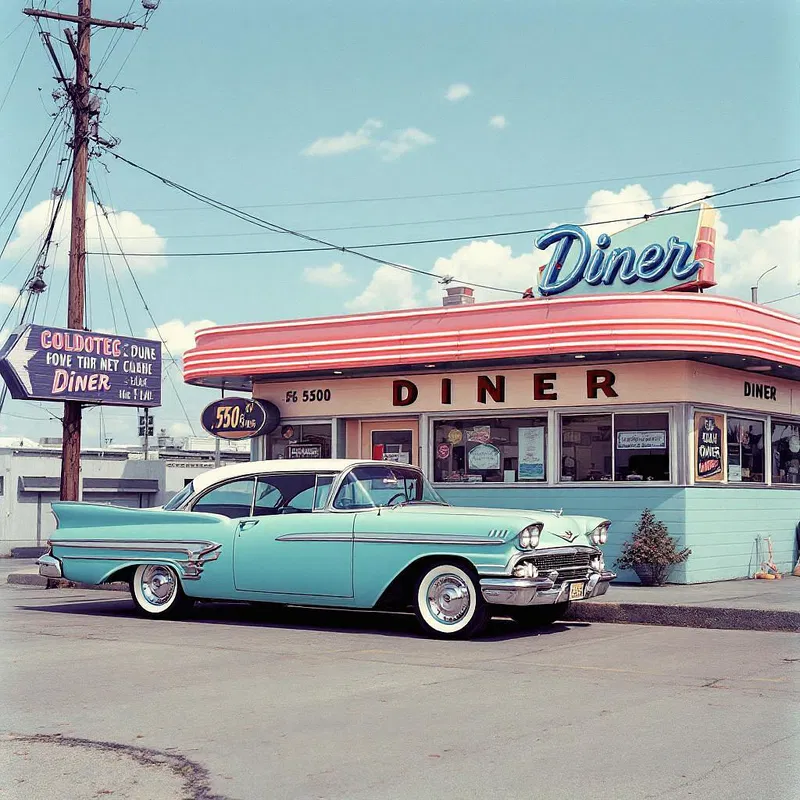 Vintage car in a retro setting