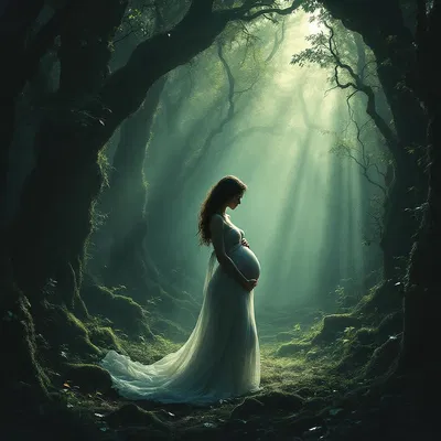 Expecting mother in an ancient forest