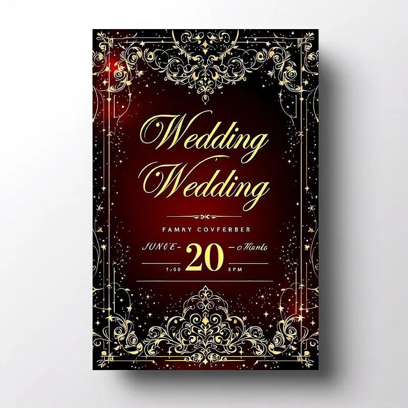 Glamorous red and black wedding card