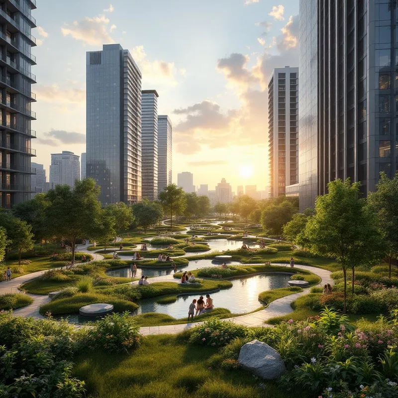 Urban green park concept