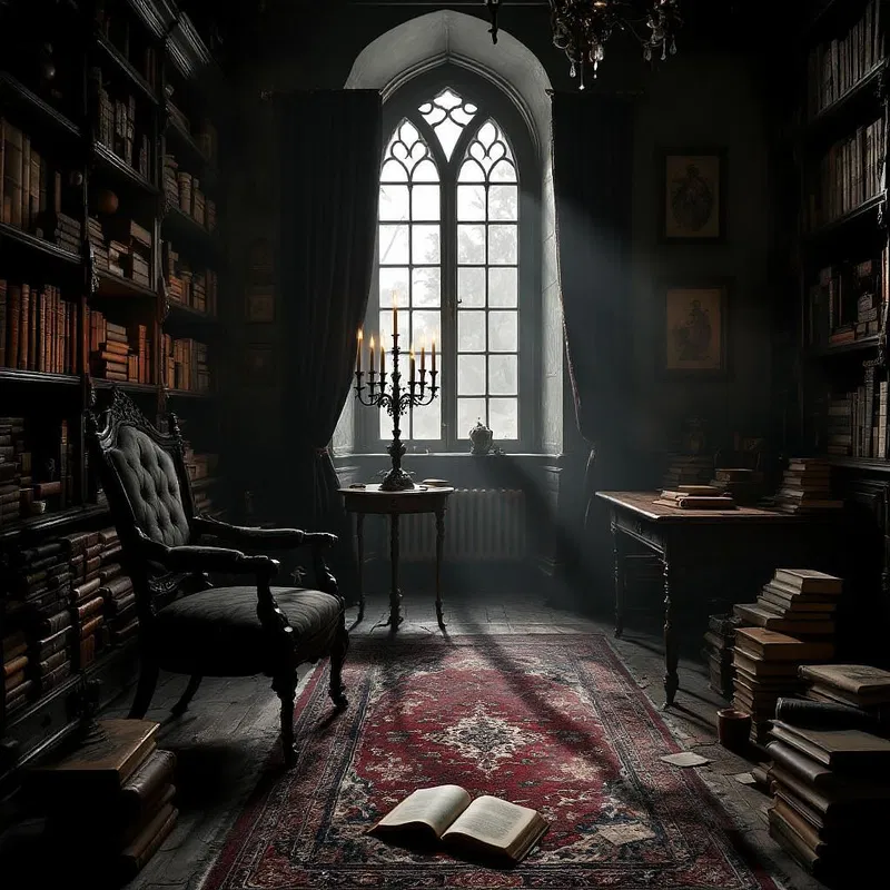 Edgar Allan Poe-inspired Gothic study room