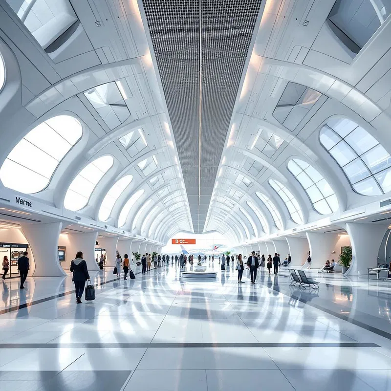 Futuristic airport terminal