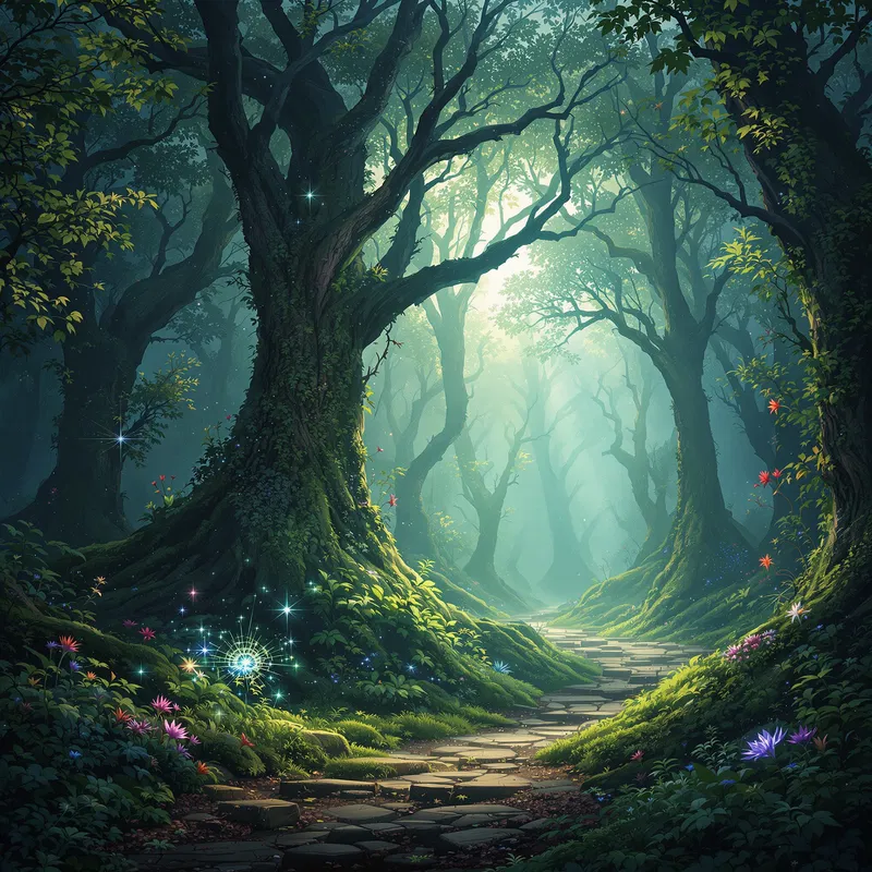Mystical Spiritual Forest Scene