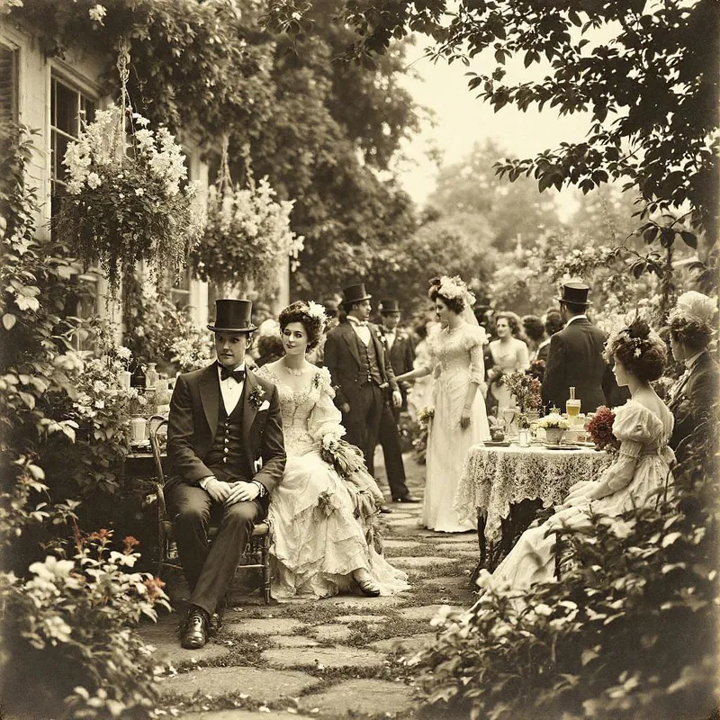 AI-generated Victorian-era garden party