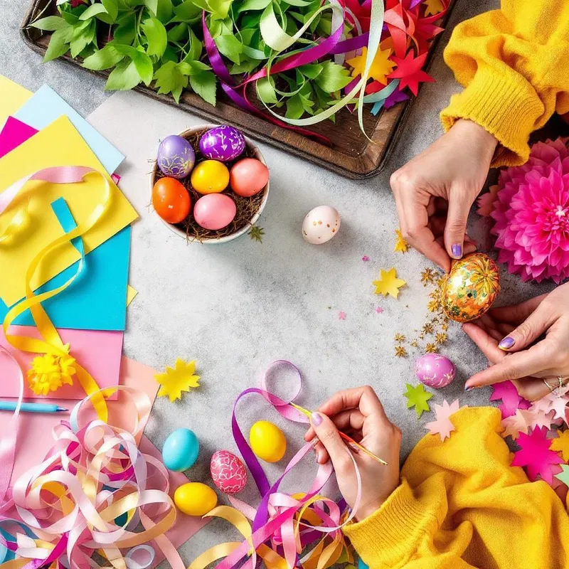 Easter crafts with colorful materials