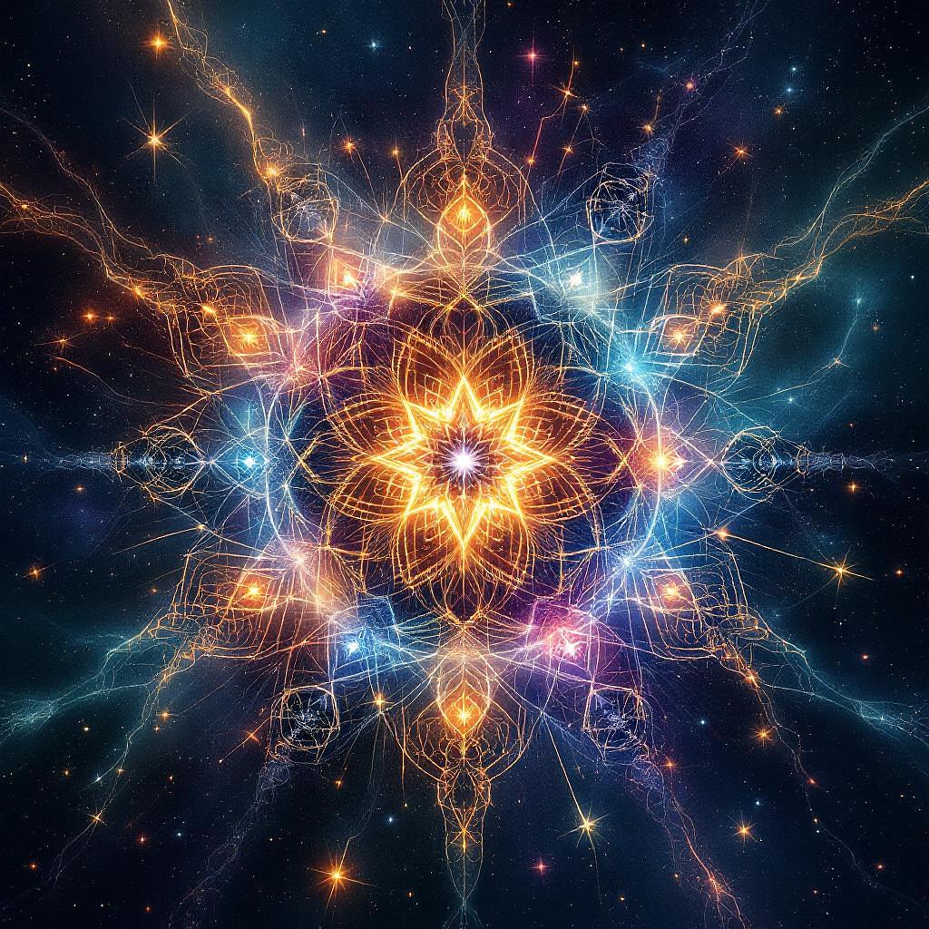 Digital artwork featuring cosmic energy patterns