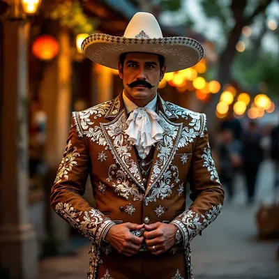 AI-generated image of a Mexican charro suit with silver accents