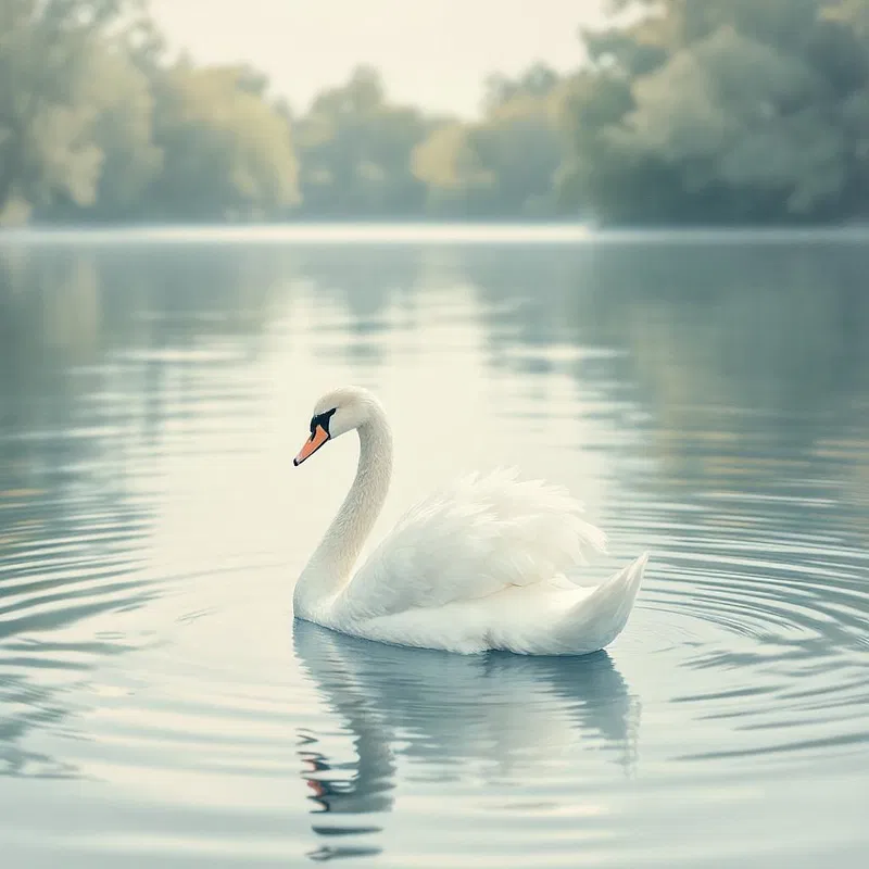 Graceful swan in a calm lake