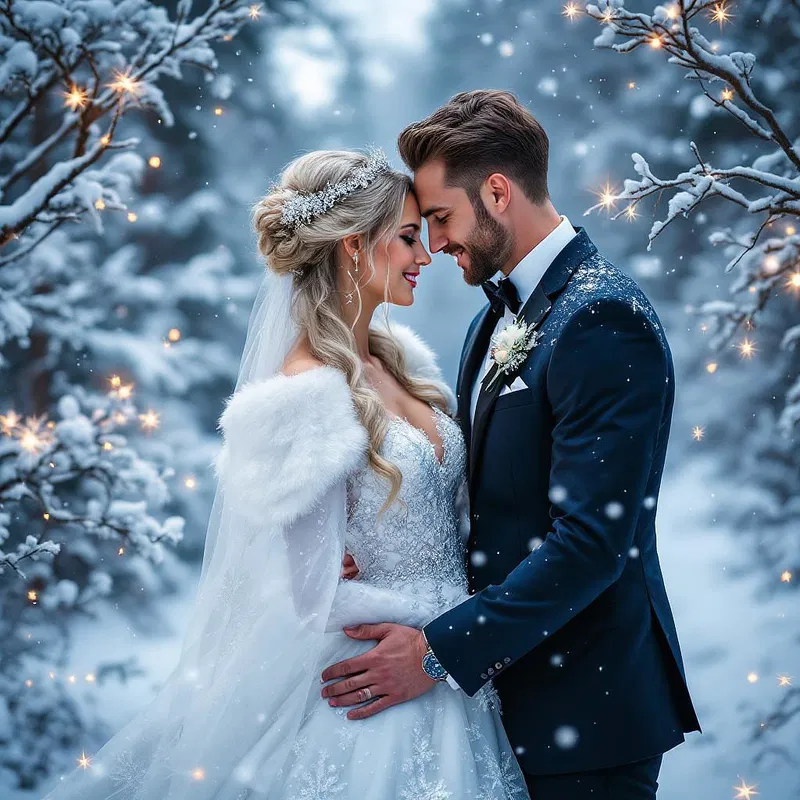 AI inspiration for winter wedding color theme