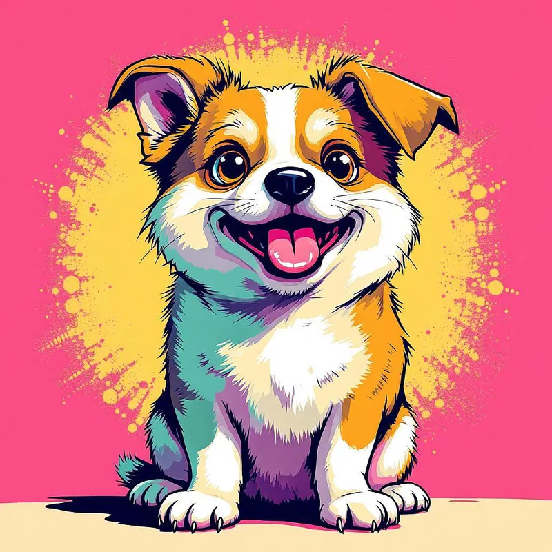 Playful Pop Art pet illustration