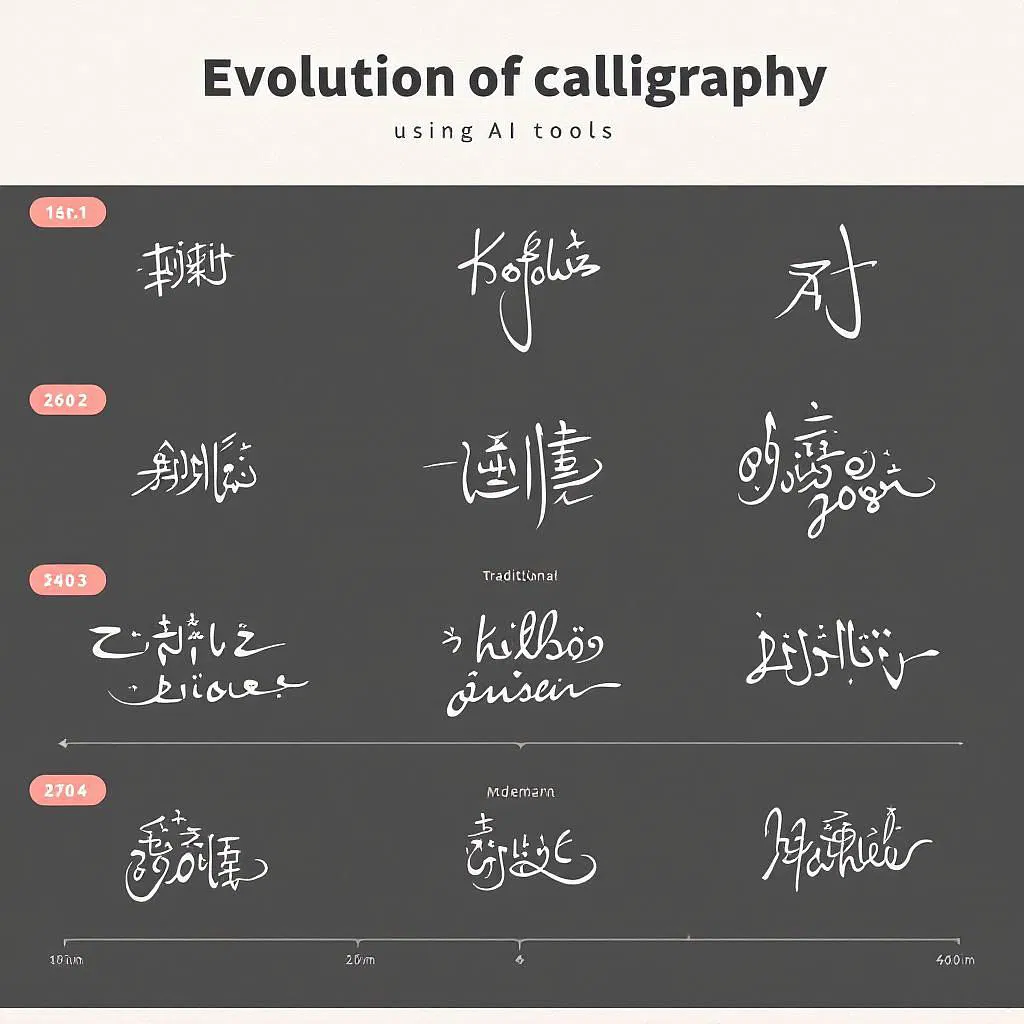 Elegant calligraphy design evolution chart