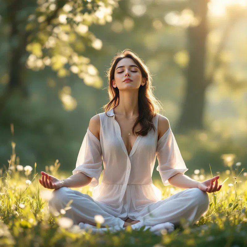 AI Girlfriend Meditating in Nature