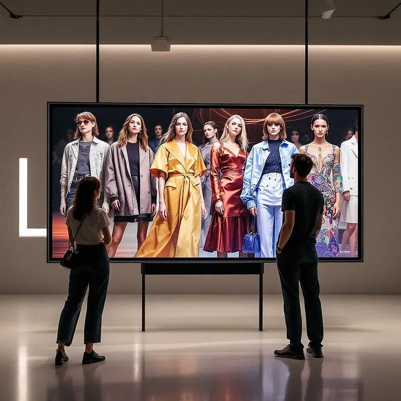 Digital display of AI fashion collection.