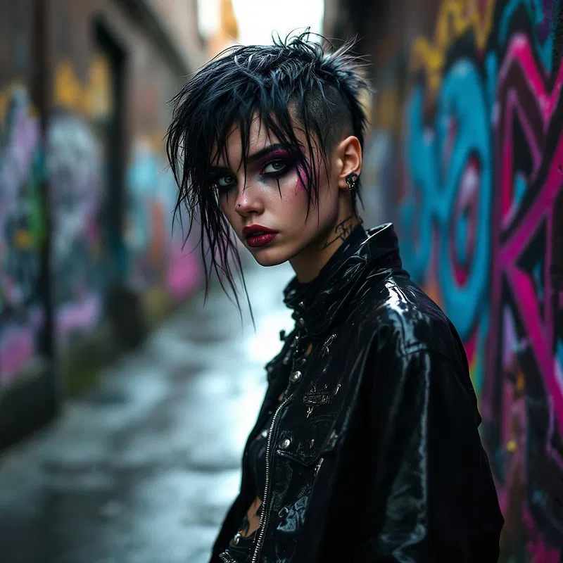 Edgy punk latex fashion