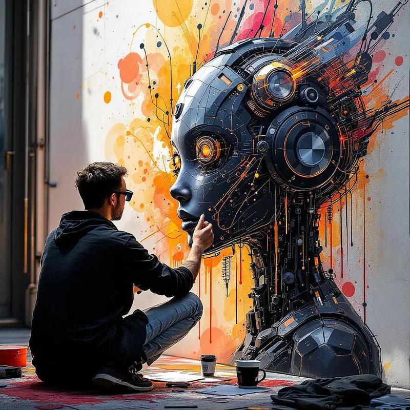 AI-enhanced street artist creation process