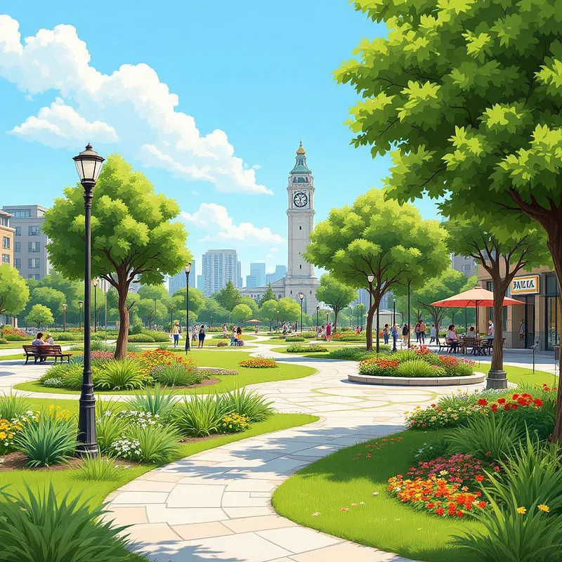 AI conceptual rendering of a public park