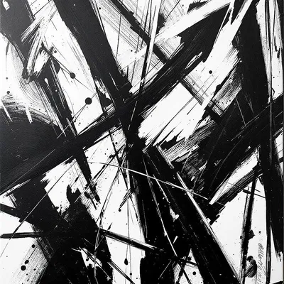 Dynamic black and white abstract art