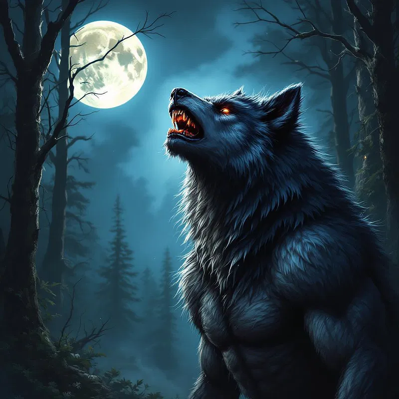 a werewolf howling at the full moon