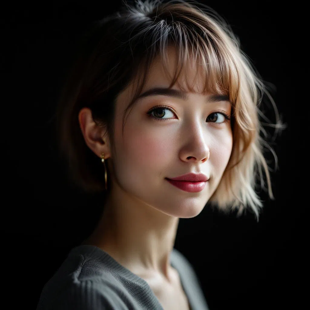 AI headshot of a woman with short hair.