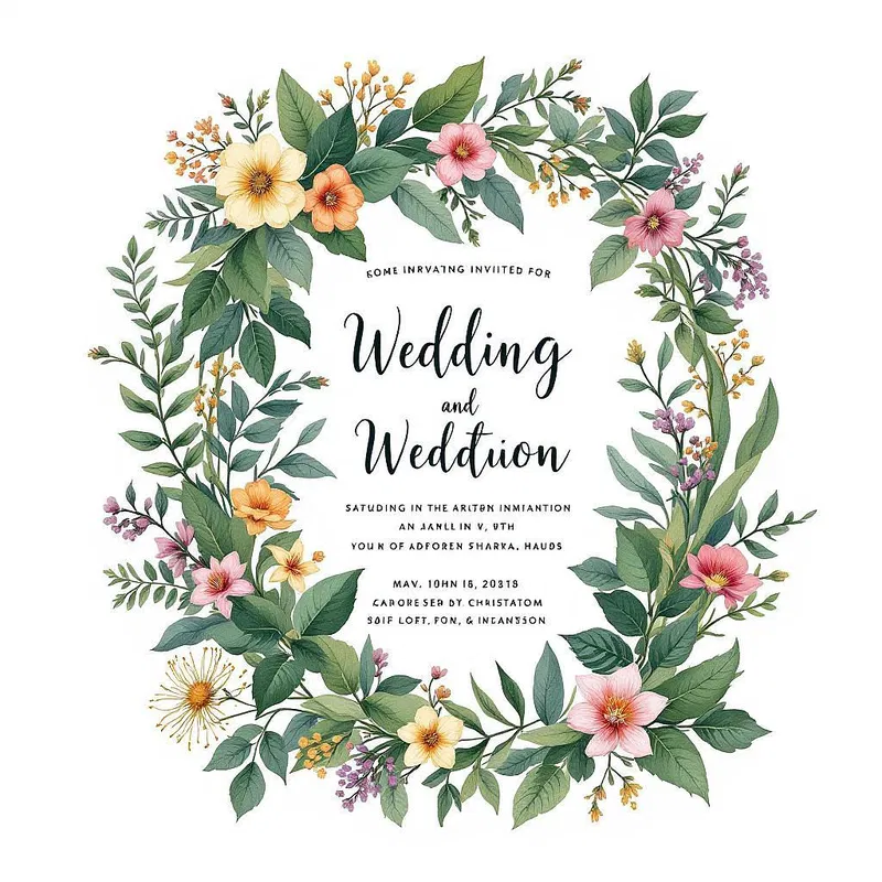 Botanical-themed wedding invitation