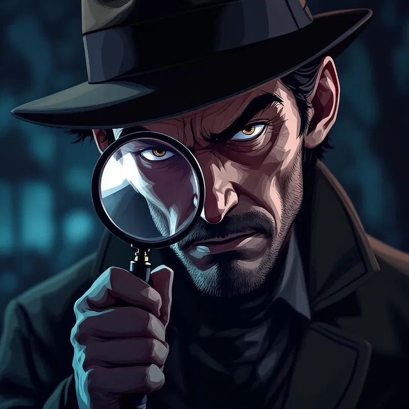 Anime detective with magnifying glass