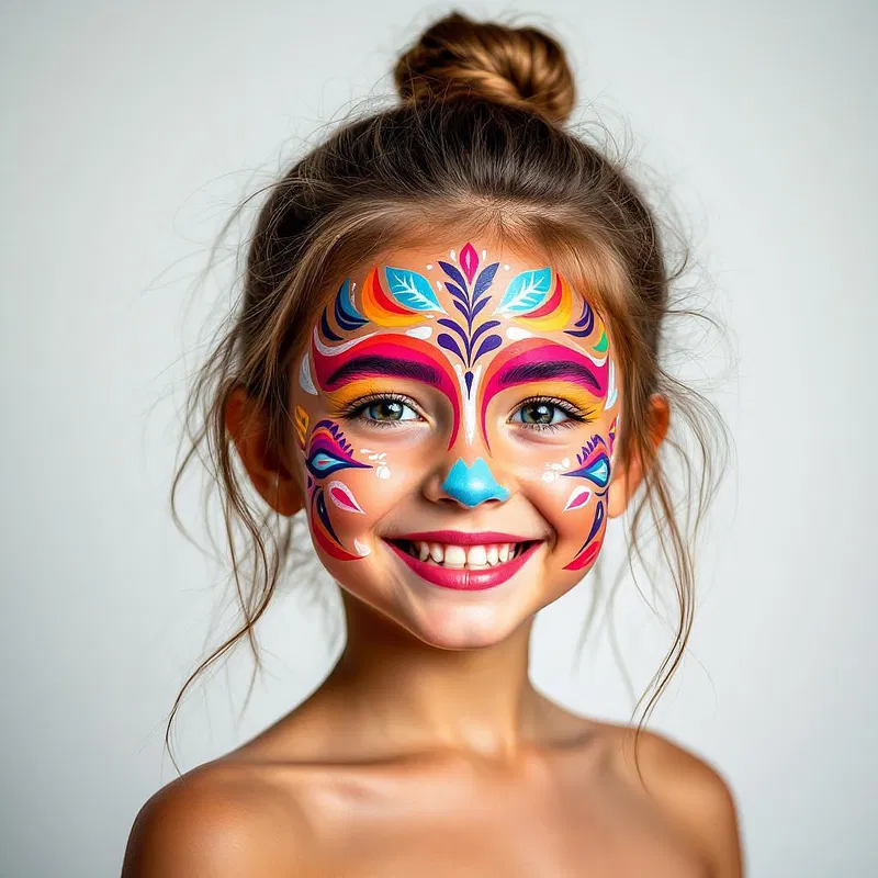 Youthful and vibrant tribal face design