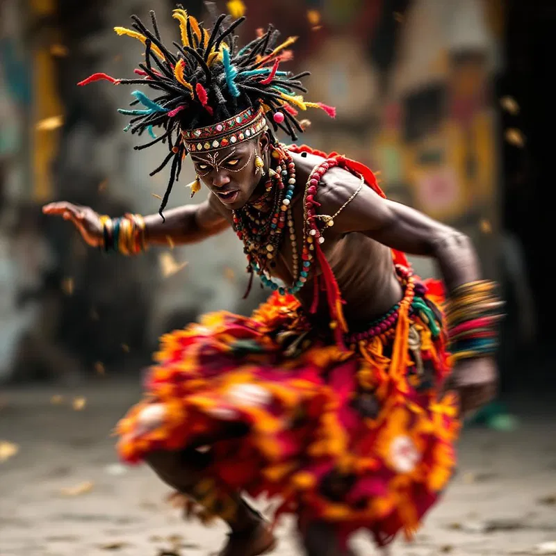 Vibrant image of African tribal dancer