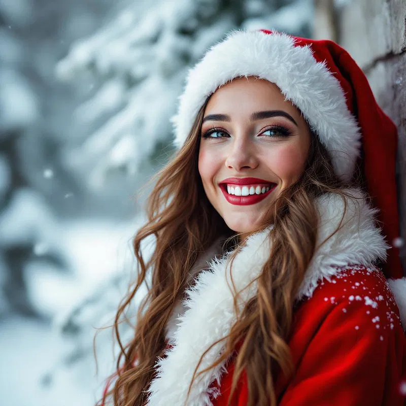 Flirty Santa enjoying the snow