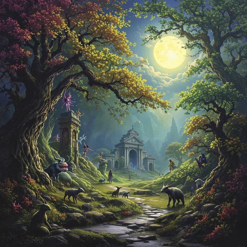 Modern AI-Generated Mythological Forest