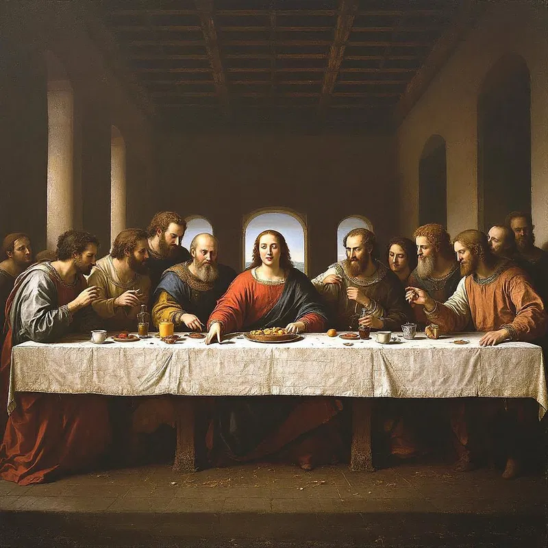 AI Renaissance recreation of Last Supper