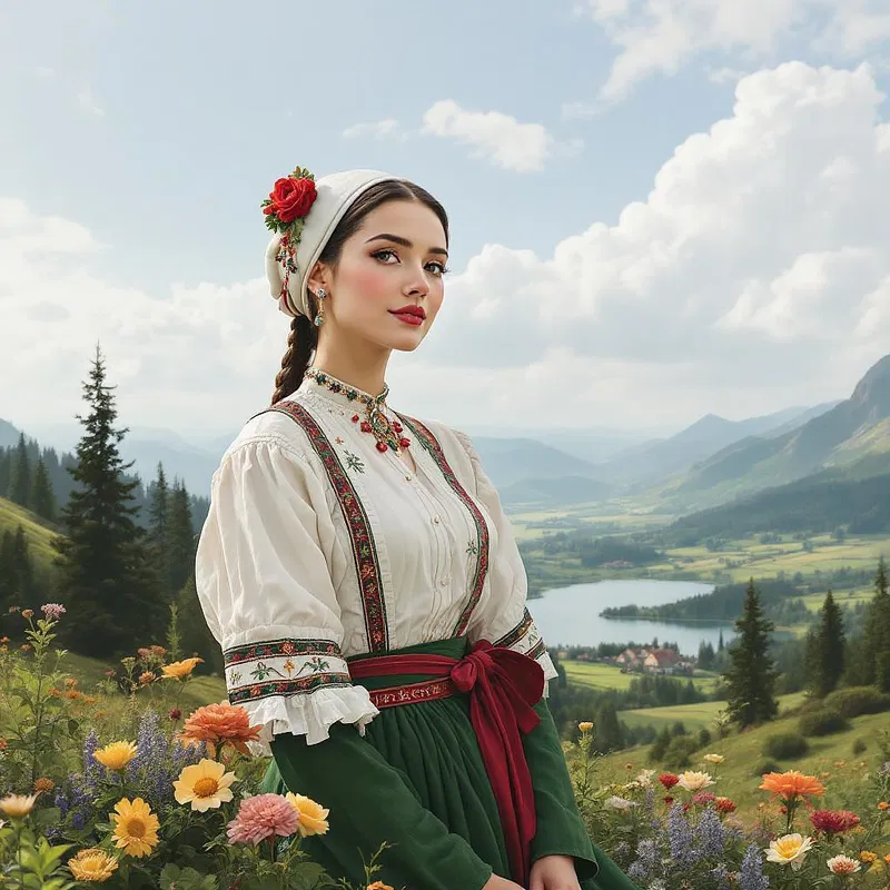 Traditional Swedish woman with Postcrest logo