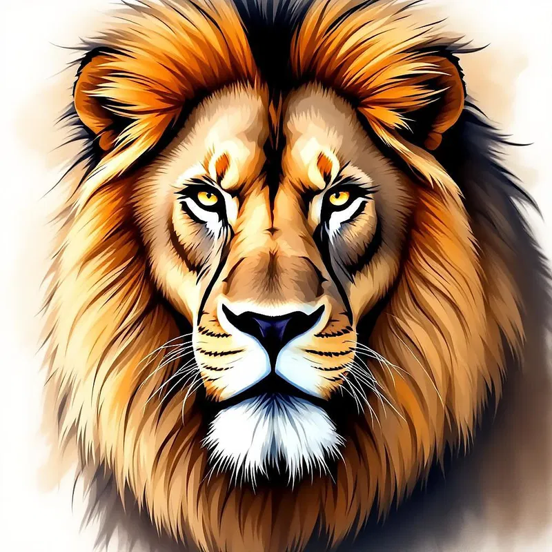 AI-generated watercolor painting of a majestic lion