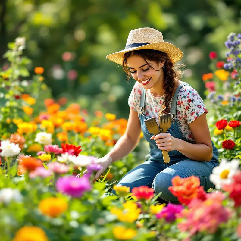 Tradwife tending to a garden