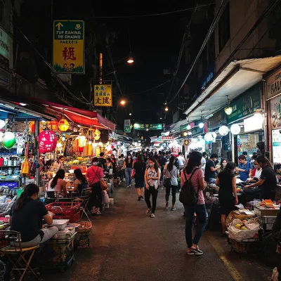 AI-generated image of a night market full of life