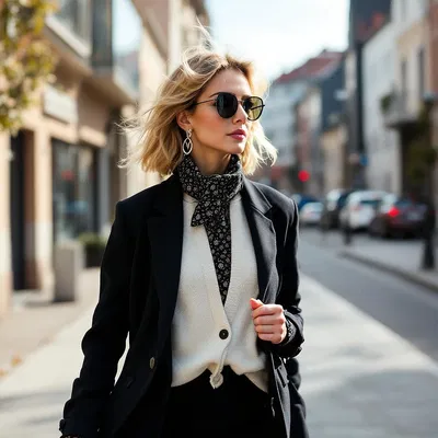 Fashionable Scandinavian woman in urban setting