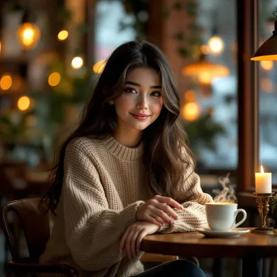 AI Girlfriend in Cozy Cafe Setting