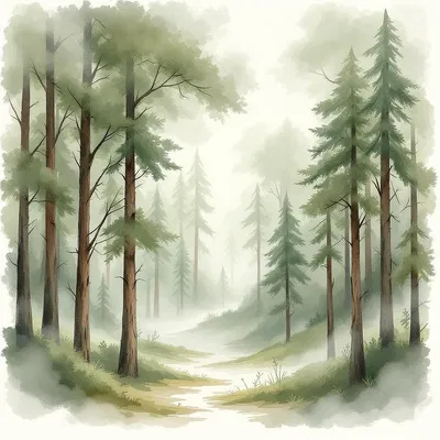 AI-generated mystical watercolor forest scene