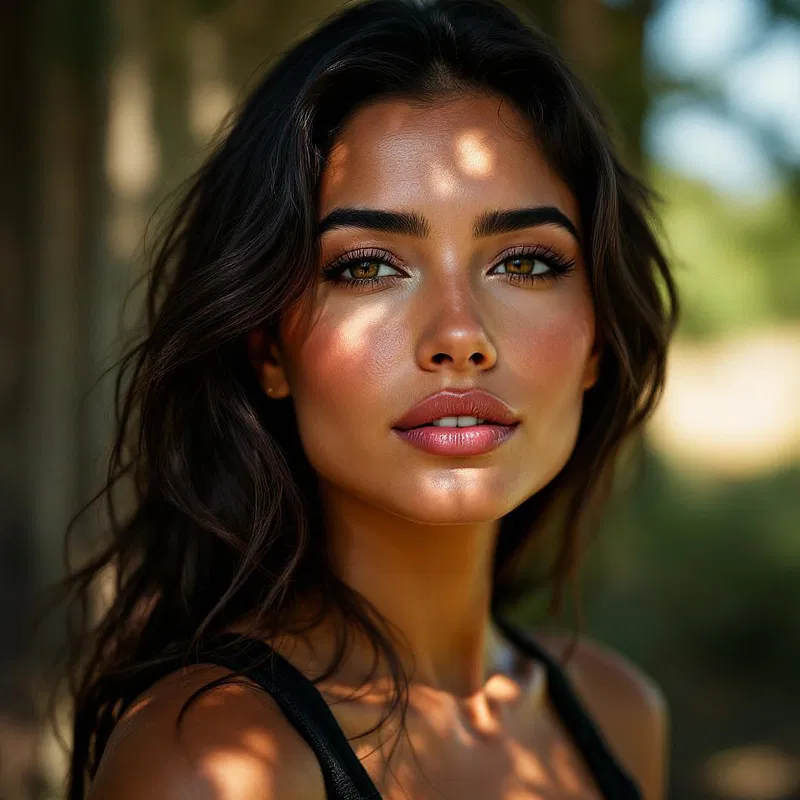 Beautiful South American woman under sunlight