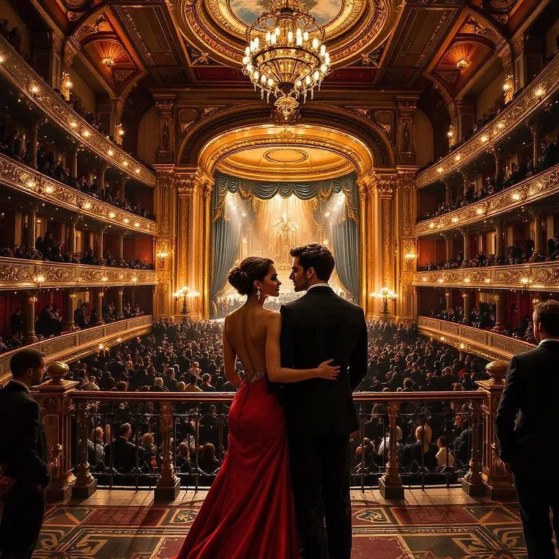 Elegant couple at an opera house