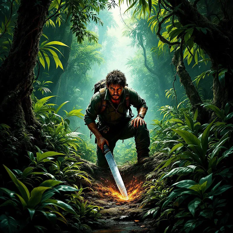 Adventure movie poster with jungle exploration