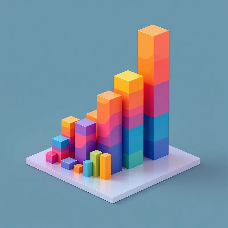 AI-generated 3D data bar graph