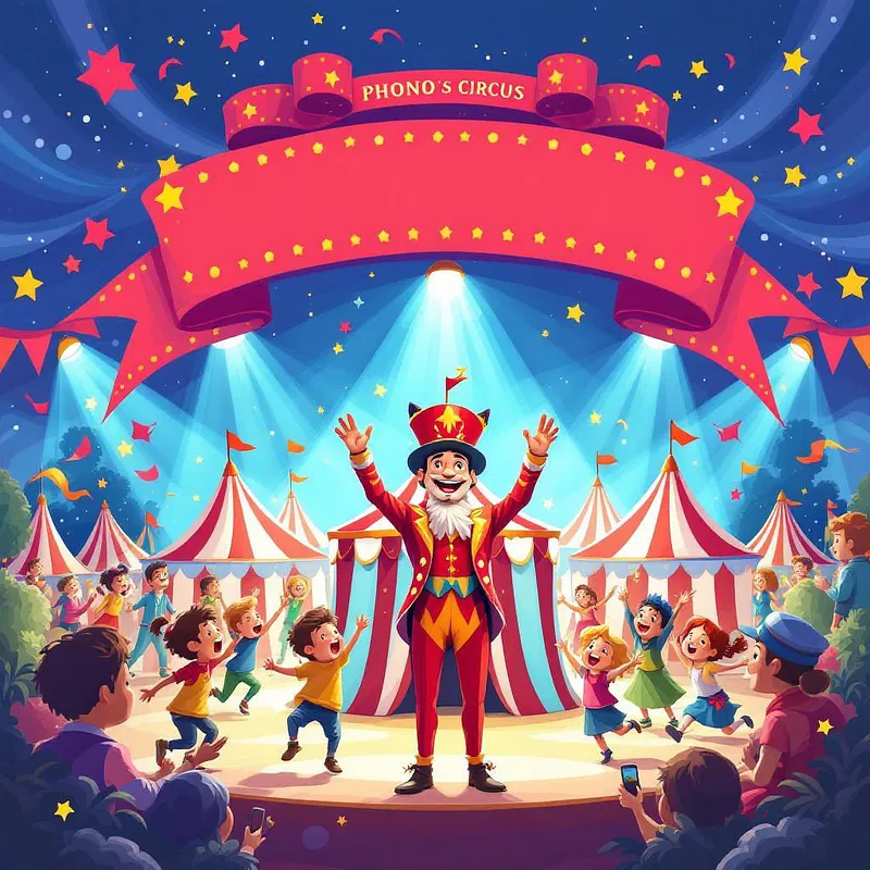 Colorful circus scene with performers