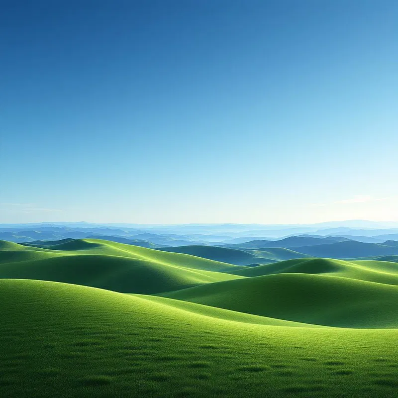 Rolling green hills under a serene sky