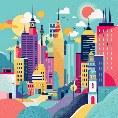 Pop Art inspired urban cityscape