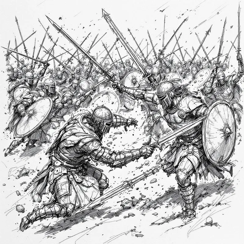 Historical battle storyboard sketch