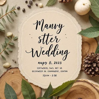 Rustic wedding card with foliage