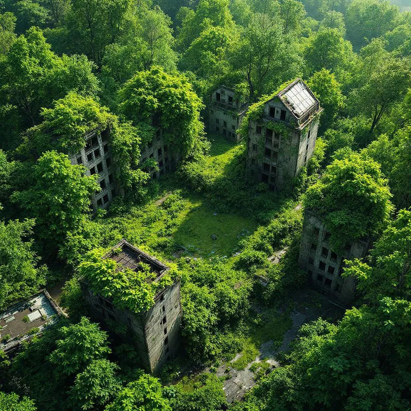 Lush green oasis in Chernobyl